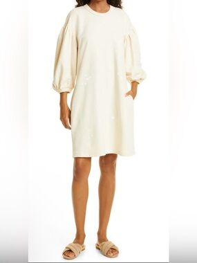 CLARE V Drop-shoulder sweatshirt dress, size XS